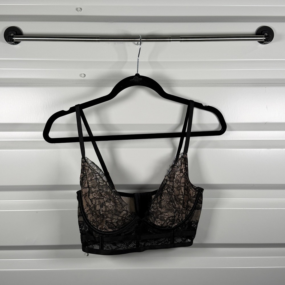 Victoria's Secret Very Sexy Black Lace Unlined Demi Longline Bra 34D‎
